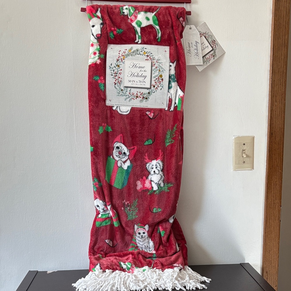 Merry Pets Red Dog Print Throw Blanket